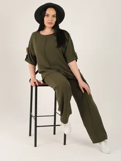 Костюм летний с брюками спортивный большой размер оверсайз